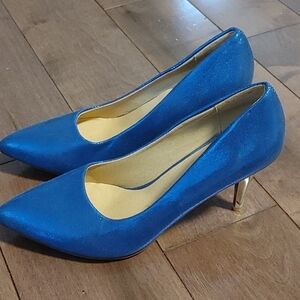 Fashion sprinkle blue high heels‎ shoes size 40